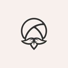 outline guru head logo template design. vector illustration