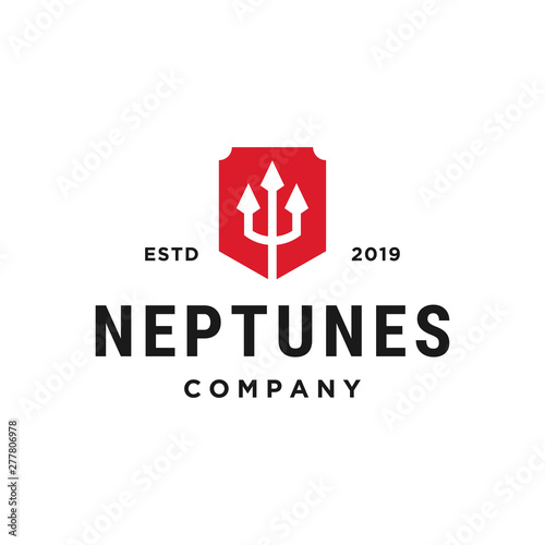 Fotografía neptune trident concept vector logo design