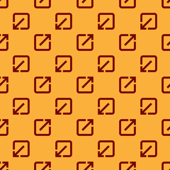Poster - Red Open in new window icon isolated seamless pattern on brown background. Open another tab button sign. Browser frame symbol. External link sign. Flat design. Vector Illustration