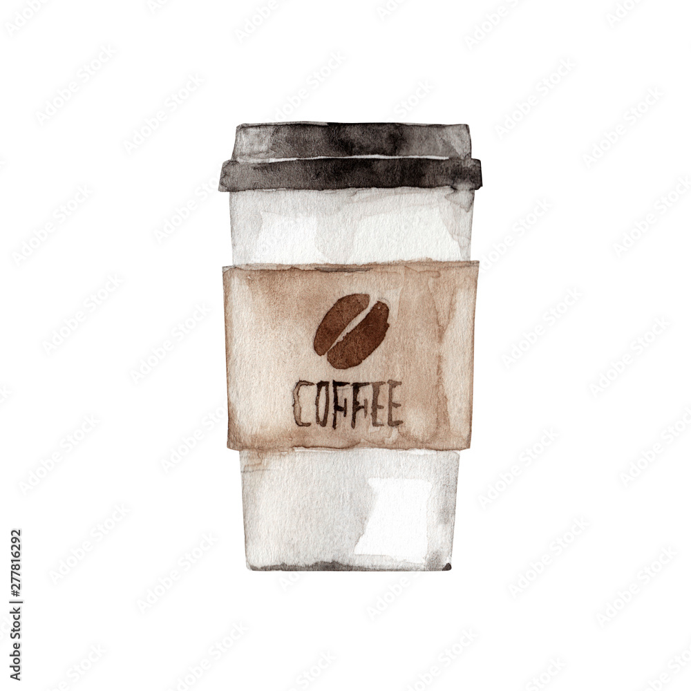 テイクアウトコーヒー イラスト 水彩 Wall Mural Wallpaper Murals Tada