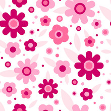 Floral Seamless Pattern In Pink Color. Abstract Simple Background, Vector Illustration For Print, Scrapbooking Paper, Design, Fabric.