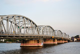 Fototapeta Most - Thon buri bridge and happy for travel.