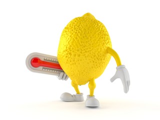 Poster - Lemon character holding thermometer