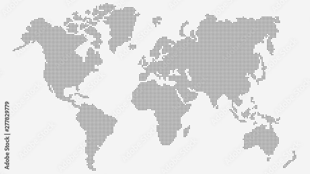 Dotted world map of round dots on white background. Vector illustration ...