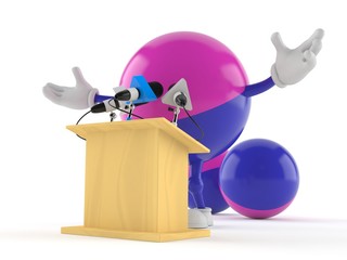 Poster - Paintball character gives a presentation