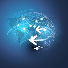 Poster - Earth Globe Design - Global Business, Technology, Network, Globalization Concept, Vector Design Template