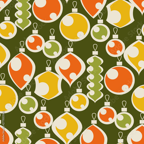 Vintage colors seamless pattern of xmas baubles