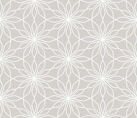 Abstract simple geometric vector seamless pattern with white line texture on grey background. Light gray modern wallpaper, bright tile backdrop, monochrome graphic element