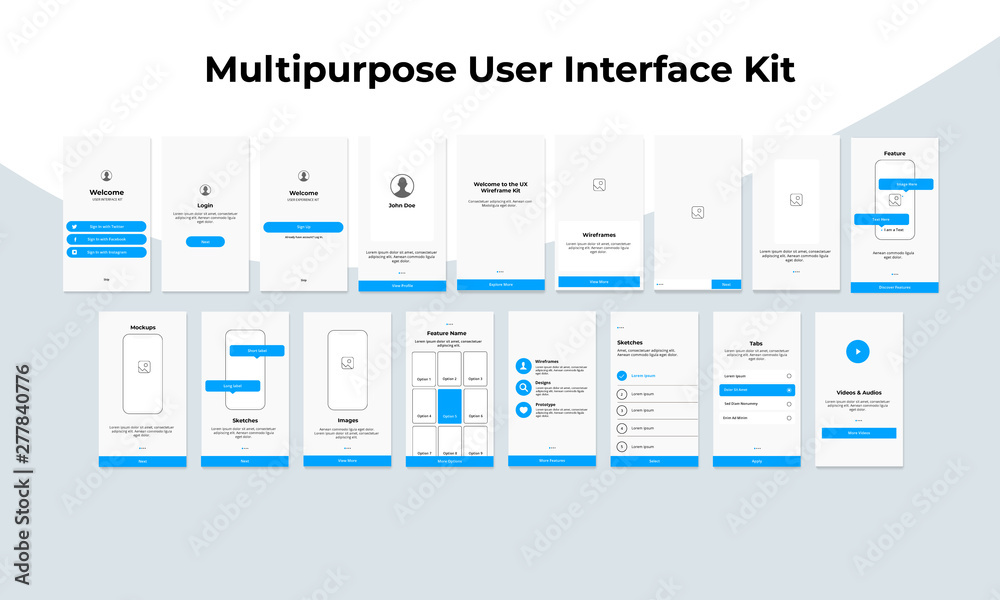 User Interface Kit Example Multipurpose User Interface Kit Stock Vector | Adobe Stock