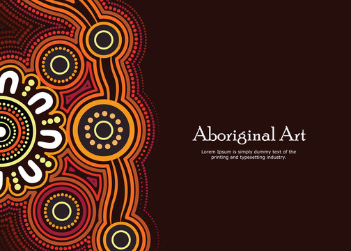Aboriginal art vector banner with text.