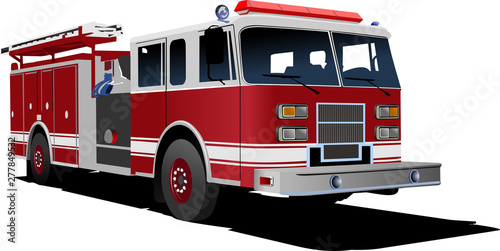 Cuadros en Lienzo Fire engine ladder isolated on background. Vector illustration