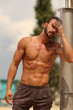 © Ретин Ник - Beach, Abs , Guy. Man. Model. Shower, wash Male. Beach, Resort. Summer, Sexy, sexually, resort. Sand, Fitness. Health. Body, abs, chest, torso, fitness model, manly, brutal, shorts, Muscular, power
