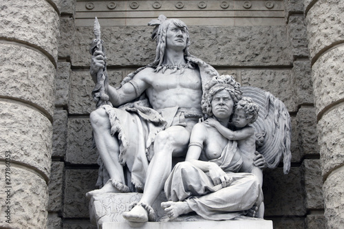 Fotomural America and Australia, statues depicting personifications of the various continents