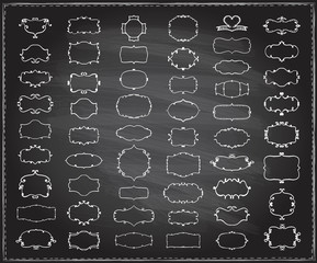 Wall Mural - simple doodle chalk frames set on a chalkboard