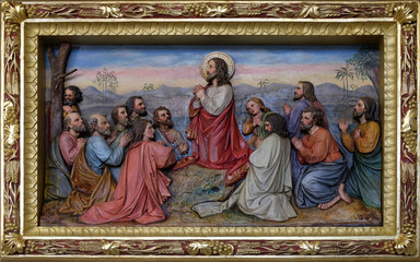 Wall Mural - Jesus and Apostles in the Mount of Olives, fresco in the church of Saint Matthew in Stitar, Croatia