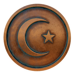 Wall Mural - Islam symbol on the copper metal coin 3D rendering