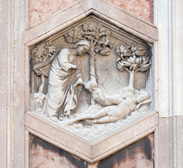 Wall Mural - Creation of Eve by Andrea Pisano, 1334-36., Relief on Giotto Campanile of Cattedrale di Santa Maria del Fiore (Cathedral of Saint Mary of the Flower), Florence, Italy 