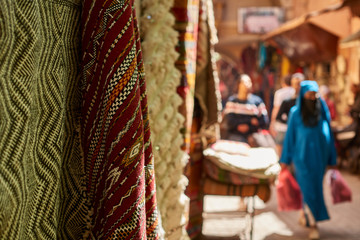 Souk, the street bazaar stall in the Medina, Marrakesh, Morrocco.