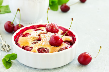 Sticker - Cherry clafoutis - traditional French sweet fruit dessert.