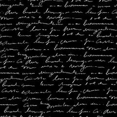 Poster - Handwritten abstract text seamless pattern, blackboard, vector black and white script background