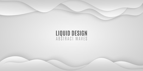 Wall Mural - Abstract geometric background out of the waves. Stylish brochure for your design. White paper waves. Web banner. Liquid design. Vector illustration