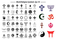 World Religion Symbols Signs Of Major Religious Groups And Other Religions Isolated. Easy To Modify