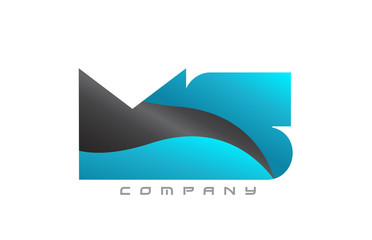 MS M S blue black combination alphabet letter logo icon design