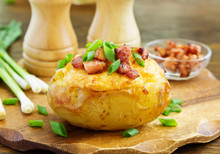 Stuffed Baked Potatoes With Cheese And Bacon.