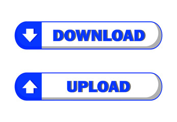 Wall Mural - blue button download and upload set for web. isolated vector.