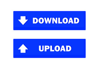 Wall Mural - blue button download and upload set for web. isolated vector.