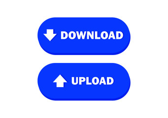 Wall Mural - blue button download and upload set for web. isolated vector.