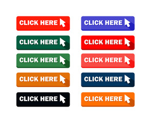 Wall Mural - click here button set - vector. icons web.