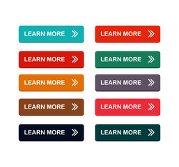 Wall Mural - learn more colorful buttons set with icons web vector illustration