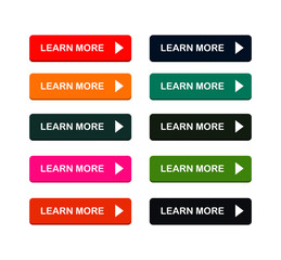Wall Mural - learn more colorful buttons set with icons web vector illustration