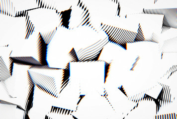 Poster - Abstract background with engraving or woodcut styled 3d shapes and glitch effect