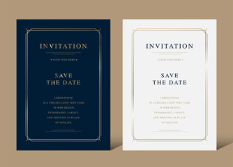 vintage luxury invitation card with golden frame vector design