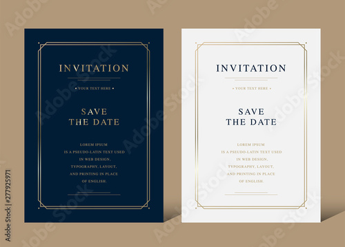 Cuadros en Lienzo Vintage luxury invitation card with golden frame vector design