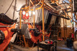 © Fox - Engine room steamboat. Steam boiler, sensors and pipes of a steam engine.