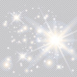 Vector blur in motion glow glare. Isolated transparent background. Decor element. Horizontal star burst rays and spotlight.