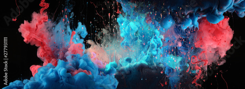 Cuadros en Lienzo Acrylic blue and red colors in water