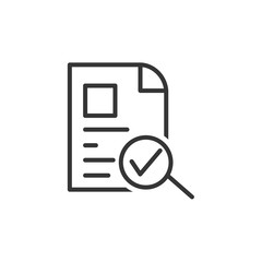 Poster - Document like auditing. Scrutiny, annual verification, info. flat style quality sign or success proven symbol vector sign isolated on white background illustration for graphic and web design.
