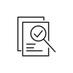 Leinwandbilder - Document like auditing. Scrutiny, annual verification, info. flat style quality sign or success proven symbol vector sign isolated on white background illustration for graphic and web design.