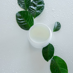 Top view of natural organic cosmetic products. Healthy skin care treatment