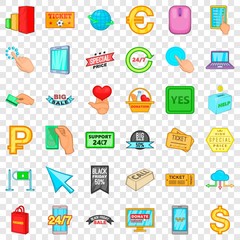 Poster - Gadget icons set. Cartoon style of 36 gadget vector icons for web for any design