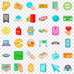 Poster - Black friday icons set. Cartoon style of 36 black friday vector icons for web for any design