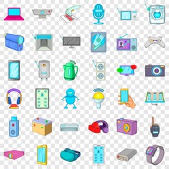 Poster - Battery icons set. Cartoon style of 36 battery vector icons for web for any design
