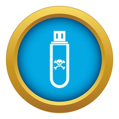 Poster - Infected USB flash drive icon blue vector isolated on white background for any design