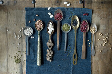 Spoons Of Various Dried Beans