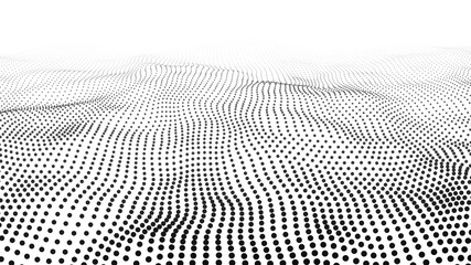 Fototapete - Abstract dynamic wave of particles. Big data. Low poly shape. Wave of gradient dots on white background. Futuristic vector illustration.