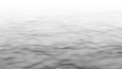 Poster - Abstract dynamic wave of particles. Big data. Low poly shape. Wave of gradient dots on white background. Futuristic vector illustration.